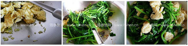 菠菜海参炒鸡蛋怎么做